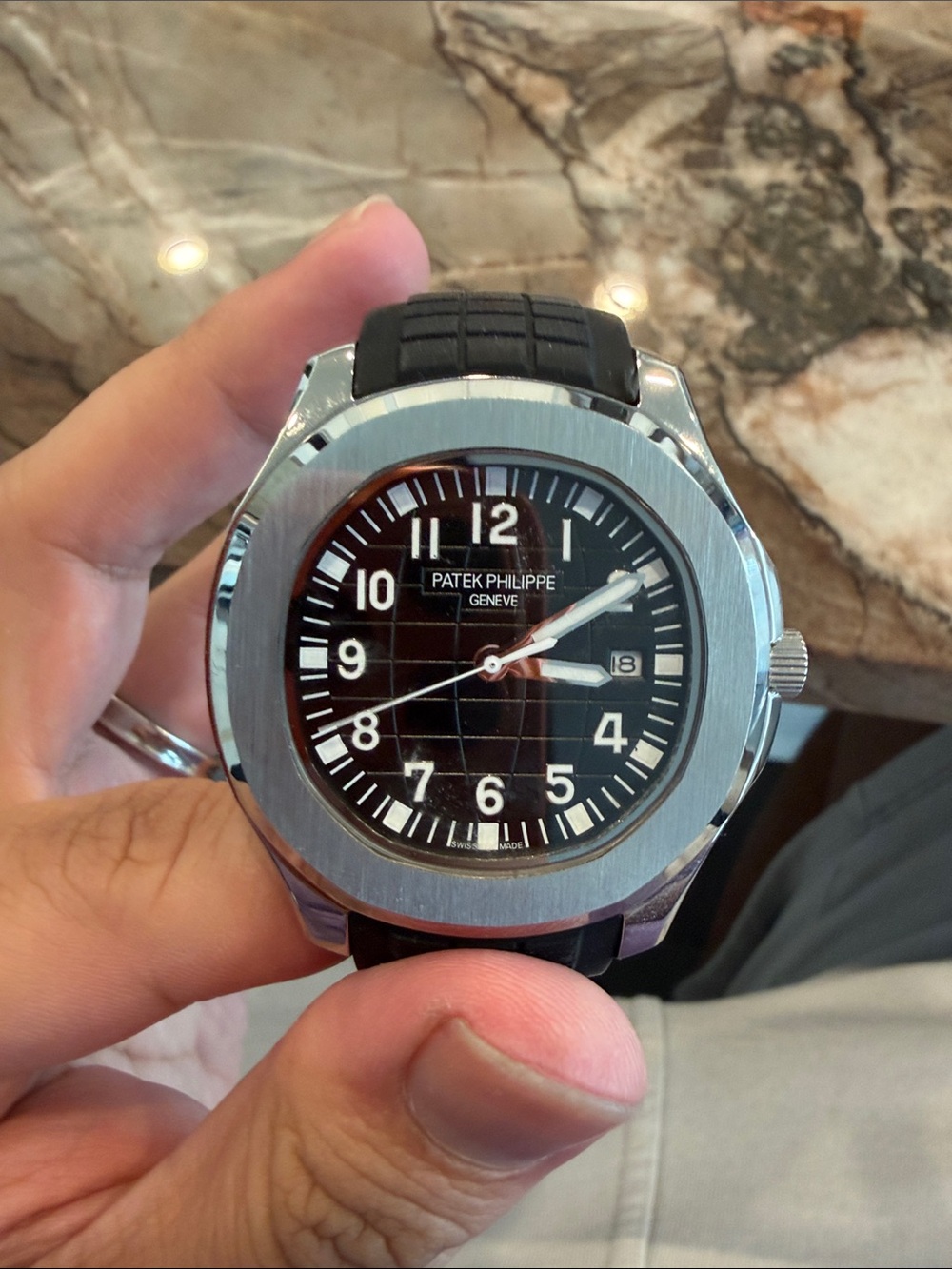 Patek Philippe Men's Black Dial Stainless Steel Watch